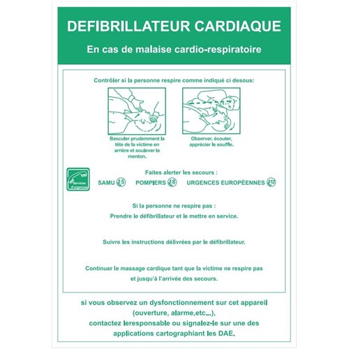 Consigne d'utilisation défibrillateur