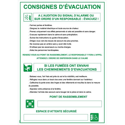 Consignes d’évacuation - PVC A4