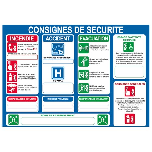 Consignes de sécurité – PVC - A4