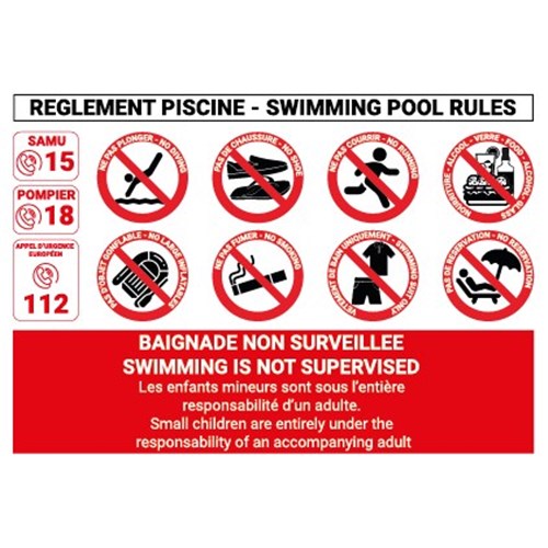 Consignes de sécurité Piscine – PVC - A4