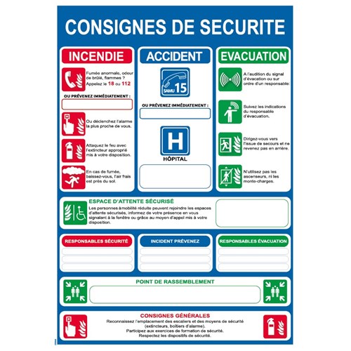 Consignes de sécurité Verticale - PVC A4