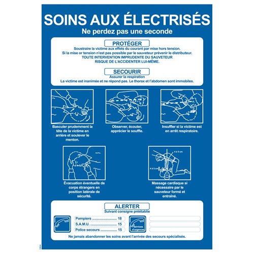 Consignes soins aux électrisés - PVC A4