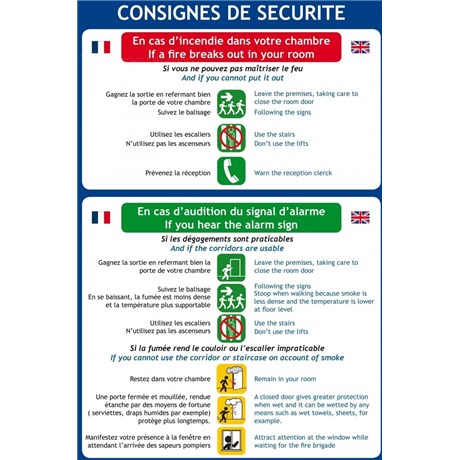 Consigne de sécurité "Hôtel Français-Anglais"