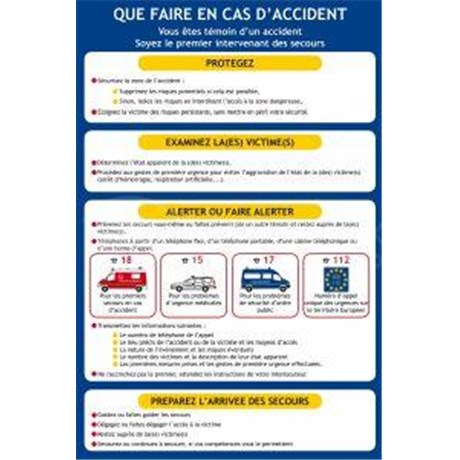 Consigne de sécurité "Que faire en cas d'accident"