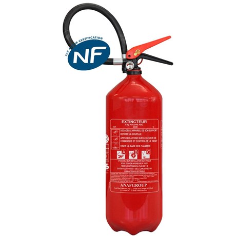 Extincteur 9 KG poudre ABC NF&MED +Support de fixation - Antirouille