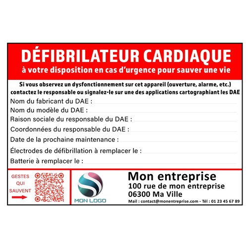25 étiquettes de vérification pour défibrillateurs personnalisées