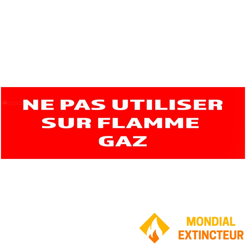 Panneau "Ne pas utiliser sur flamme gaz" 200mm x 60mm