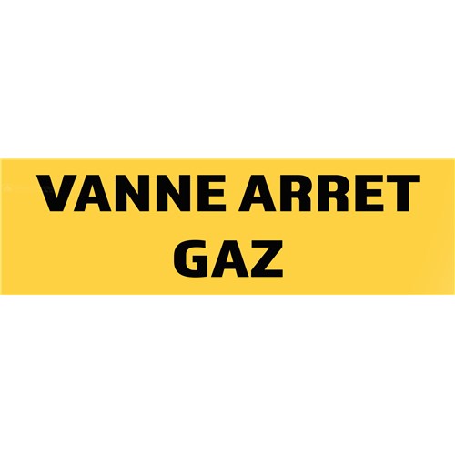 Panneau "Vanne arrêt gaz" 200mm x 60mm