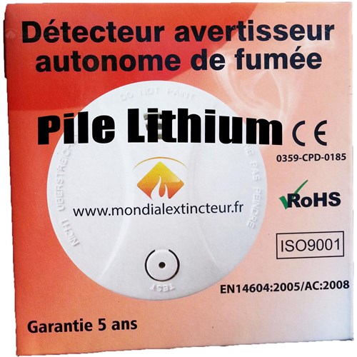 Détecteur de fumée + Pile lithium 9V