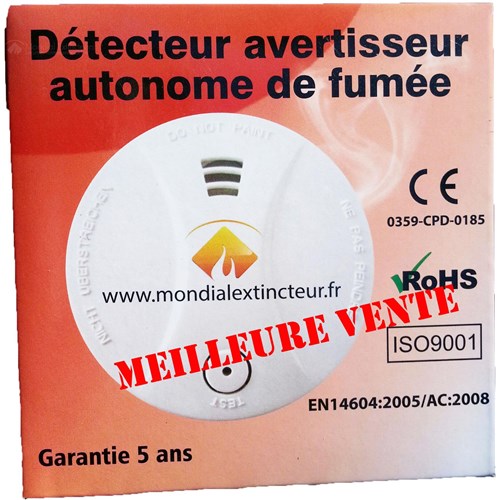 Détecteur de fumée avec piles 9V Acaline - Garantie 2 ans