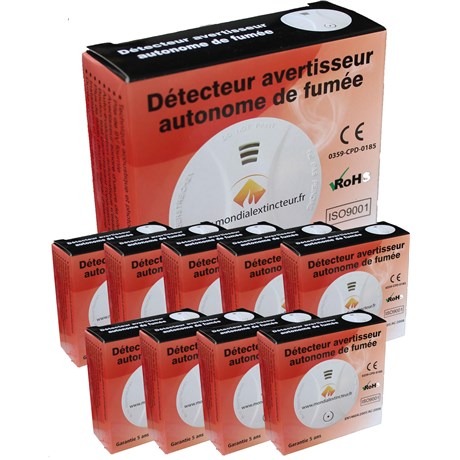 Pack 10 detecteurs EN 14604 - garantie 2 ans