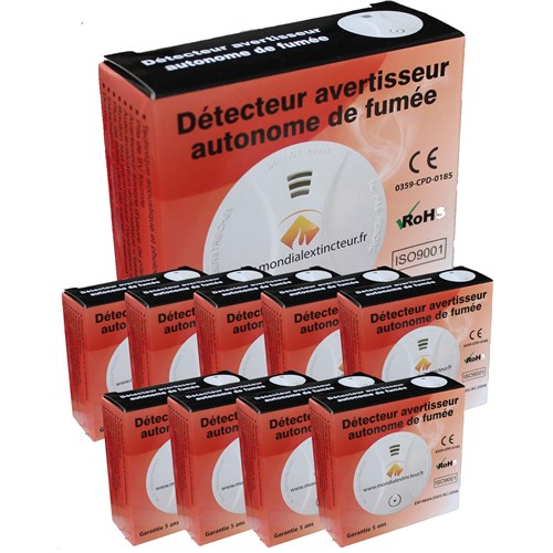 Pack 10 detecteurs EN 14604 - garantie 2 ans