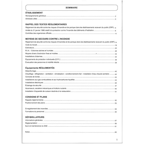 Registre de sécurité complet - 68 PAGES