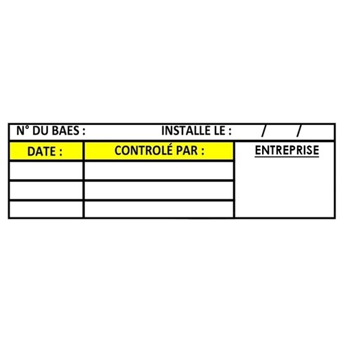 100 Étiquettes BAES Vierges Maintenance - 70 x 20 mm