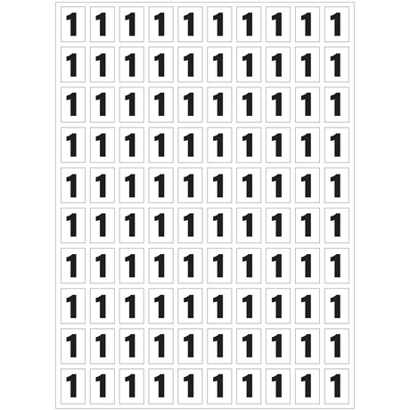Planche de chiffres "1" adhésifs pour numéroter vos extincteurs