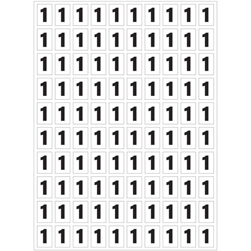Planche de chiffres "1" adhésifs pour numéroter vos extincteurs