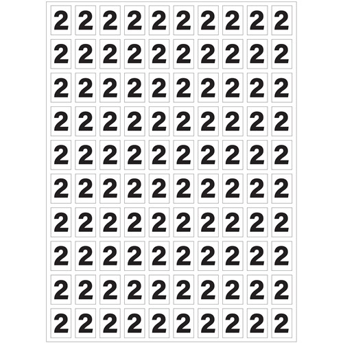 Planche de chiffres "2" adhésifs pour numéroter vos extincteurs