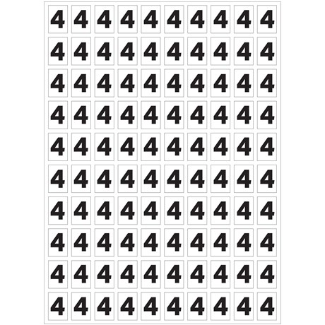 Planche de chiffres "4" adhésifs pour numéroter vos extincteurs