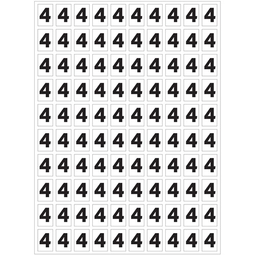 Planche de chiffres "4" adhésifs pour numéroter vos extincteurs