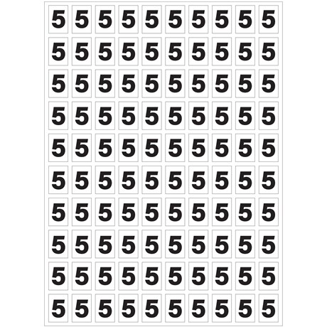 Planche de chiffres "5" adhésifs pour numéroter vos extincteurs