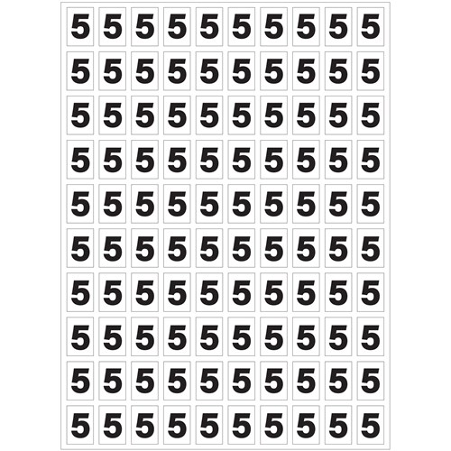 Planche de chiffres "5" adhésifs pour numéroter vos extincteurs