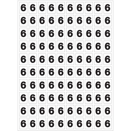 Planche de chiffres "6" adhésifs pour numéroter vos extincteurs