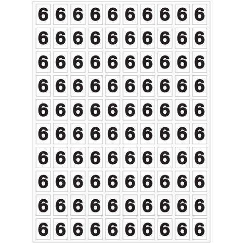 Planche de chiffres "6" adhésifs pour numéroter vos extincteurs