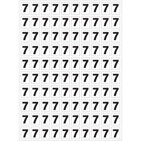 Planche de chiffres "7" adhésifs pour numéroter vos extincteurs