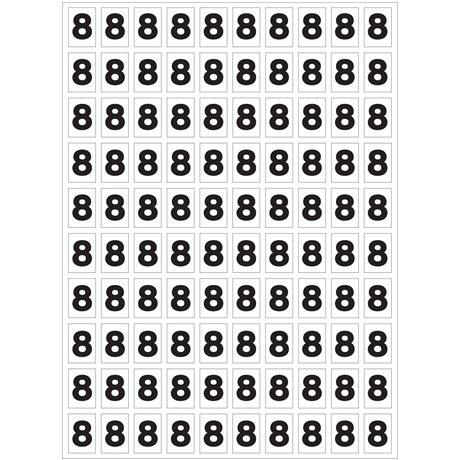Planche de chiffres "8" adhésifs pour numéroter vos extincteurs