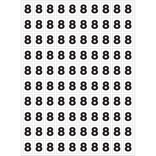 Planche de chiffres "8" adhésifs pour numéroter vos extincteurs