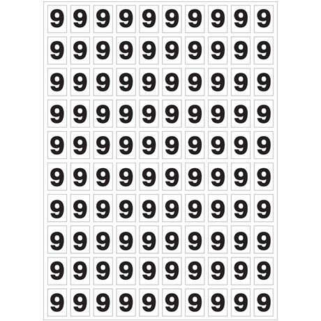 Planche de chiffres "9" adhésifs pour numéroter vos extincteurs