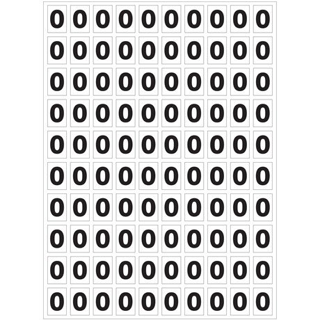 Planche de chiffres "0" adhésifs pour numéroter vos extincteurs