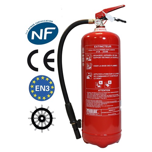 Extincteur 6 litres NF + Fixation + Panneau signalétique MOBIAK