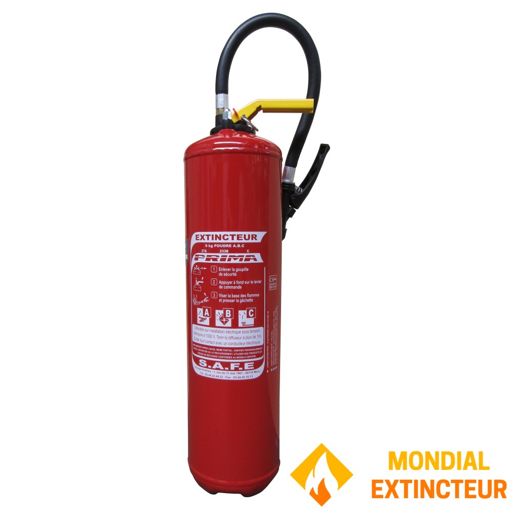 Extincteur à Poudre ABC 6 Kg - Classe A, B, C - Pression 17 Bar - Support Inclus - Normes CE - 8