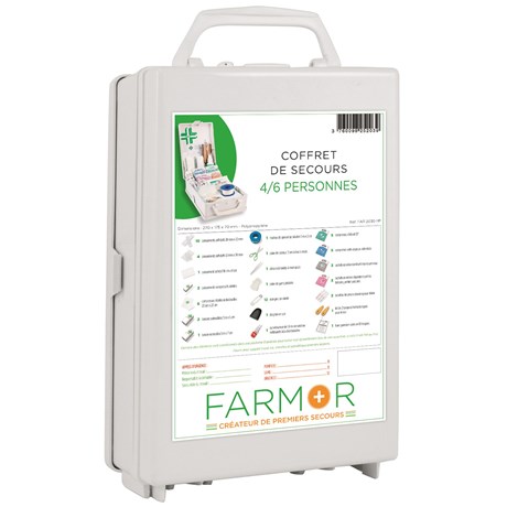 Coffret de secours 4/6 personnes avec poignée et support mural