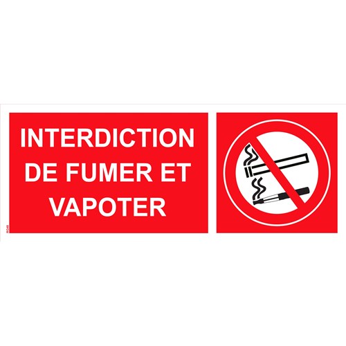 Panneau "Interdiction de fumer et vapoter" PVC - 200x80 mm