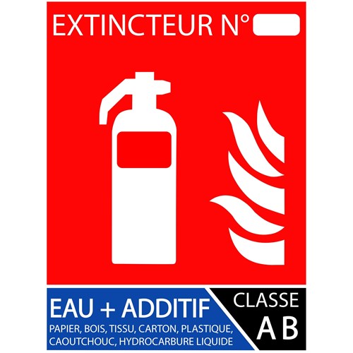 Lot de 50 Panneaux extincteur eau pulvérisée additif 100x150 mm