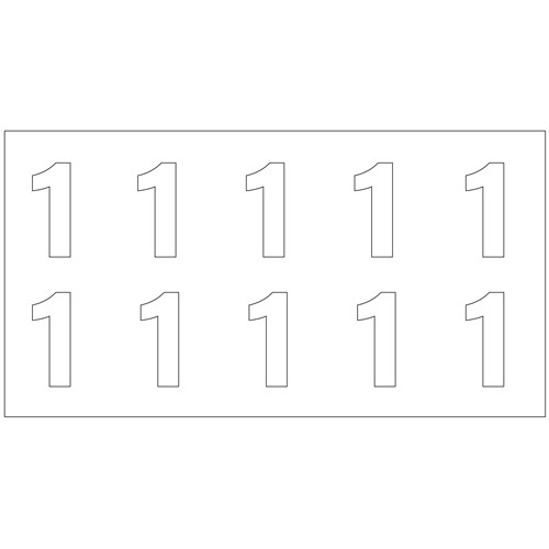 Planche de 10 chiffres pour poteaux incendie - Chiffre 1