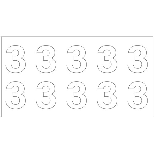 Planche de 10 chiffres pour poteaux incendie - Chiffre 3