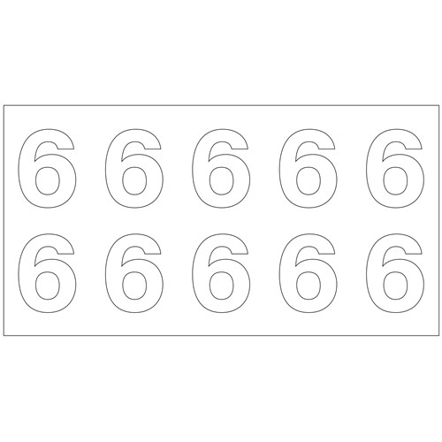 Planche de 10 chiffres pour poteaux incendie - Chiffre 6