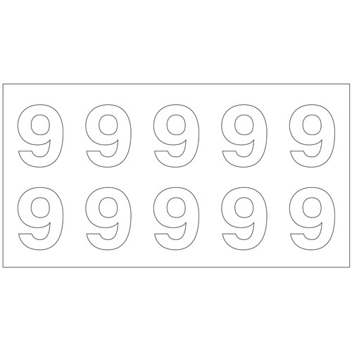 Planche de 10 chiffres pour poteaux incendie - Chiffre 9