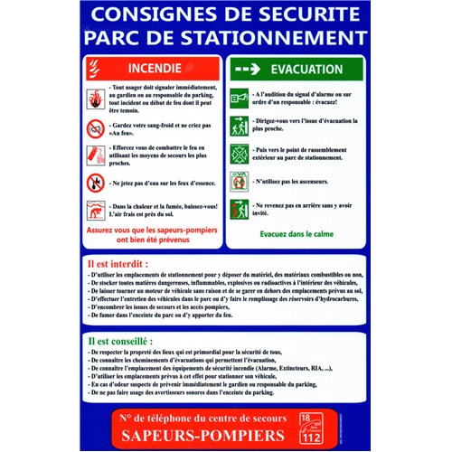Lot de 50 consignes de sécurité "PARC DE STATIONNEMENT"