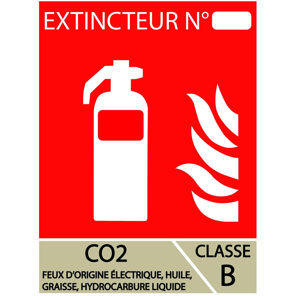 Signalétique murale extincteur CO2 dioxyde de carbone