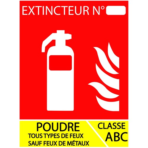 Panneau extincteur poudre ABC 100 x 150 mm