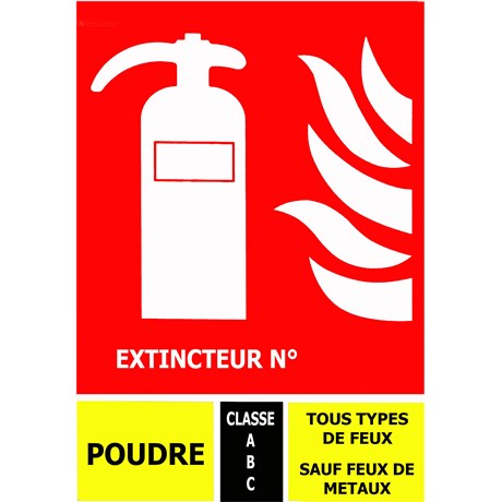 Panneau pictogramme extincteur à poudre 125 x 190