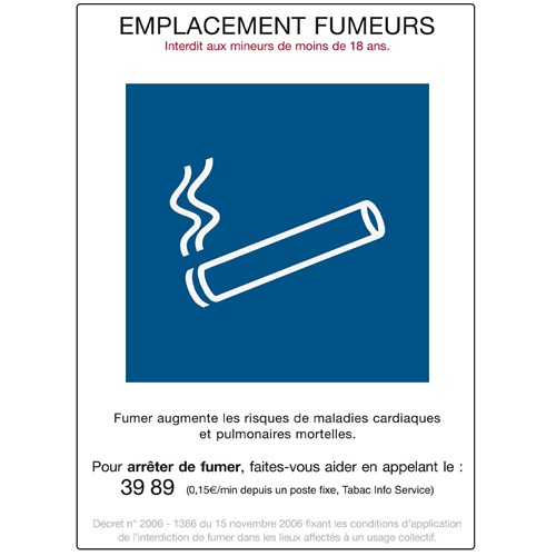 Adhésif officiel - EMPLACEMENT FUMEURS - 91 X 121 mm