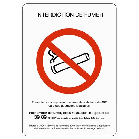 Adhésif sécurité du travail "Interdiction de fumer" RECTO VERSO