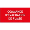 "COMMANDE EVACUATION DE FUMEE" en PVC rigide 200 X 100 mm