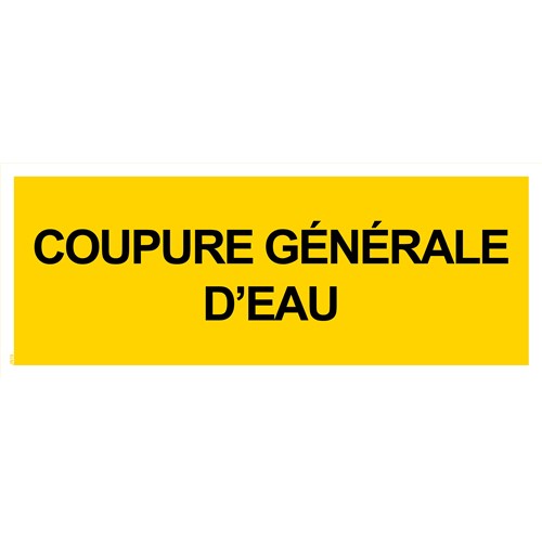 Panneau "Coupure générale eau" - PVC 200x80 cm