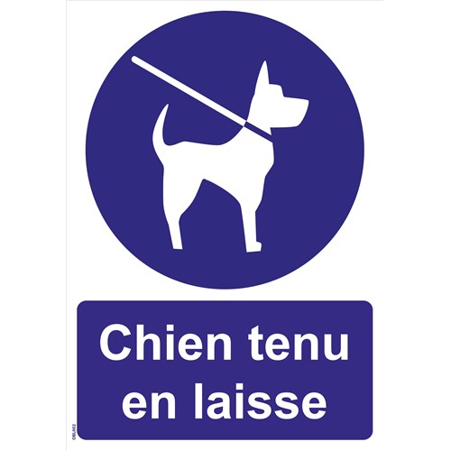 Panneaux "Chien tenu en laisse" - PVC A4